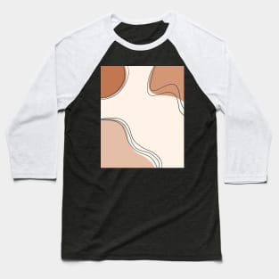 Brown and Beige Neutral Color Geometric Art Shapes and Lines Baseball T-Shirt